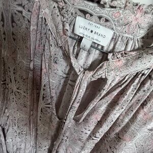 Lucky Brand Pink and Gray Paisley Top